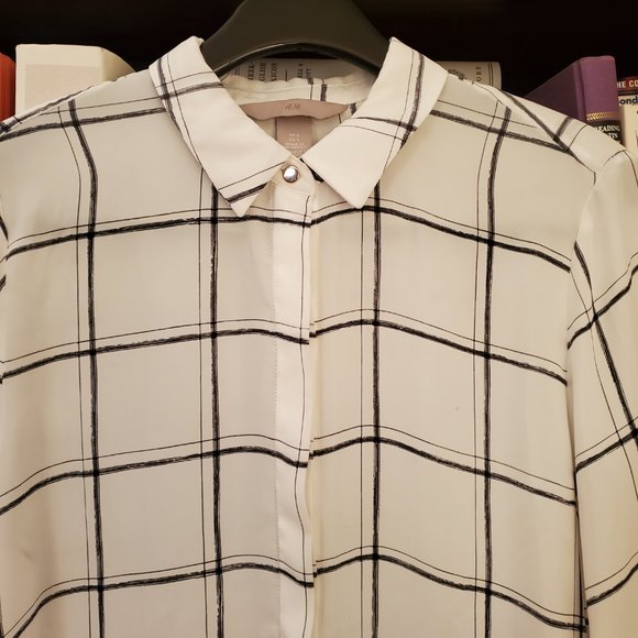 H&M White/Black Checkered Dress Shirt - Picture 3 of 5